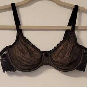 Wacoal lacy black underwire bra with tan lining sz: 36B
